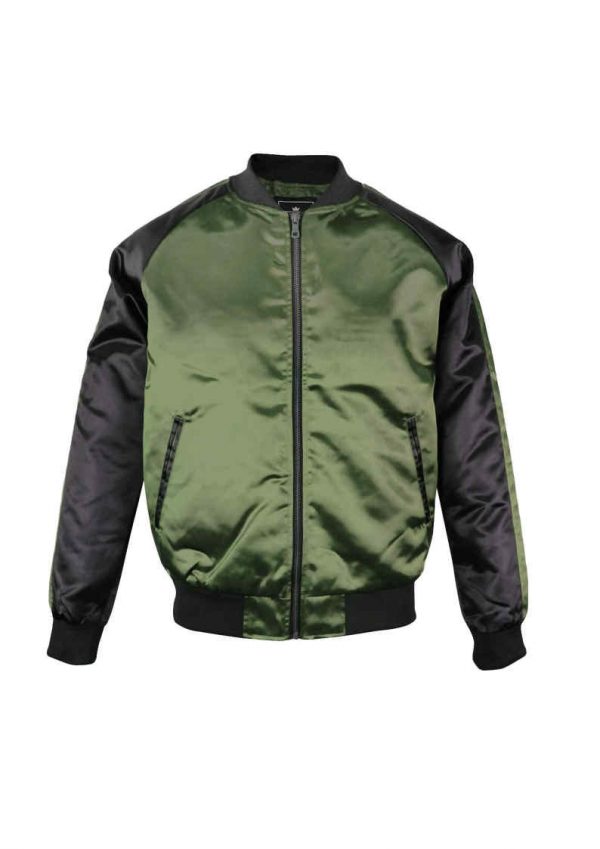 SATIN JACKET BLACK & DOWN GREEN