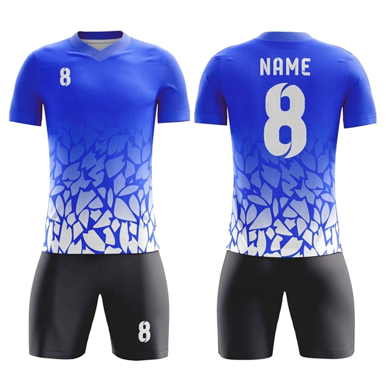 SOCCER UNIFORM BLACK BLUE & WHITE